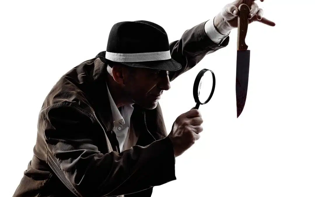 Detective examines evidence