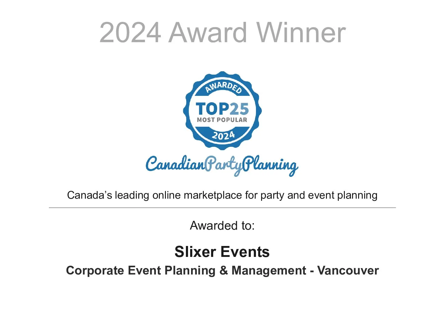 Slixer Events Ranks Among the Top 25 Most Corporate Event Planners in Canada