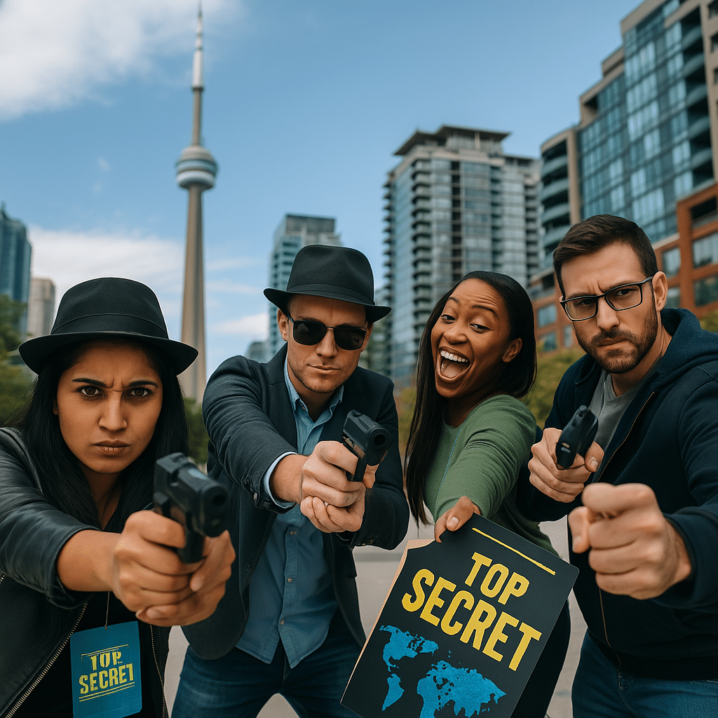 Team in Toronto engaging in a gamified spy mission