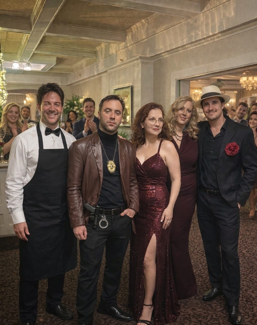 A collage of Manor House images of murder mystery