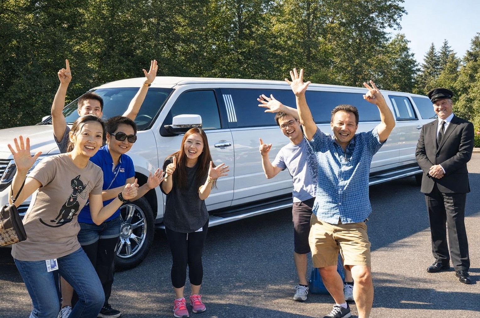 Team Having Fun doing a limo scavenger hunt