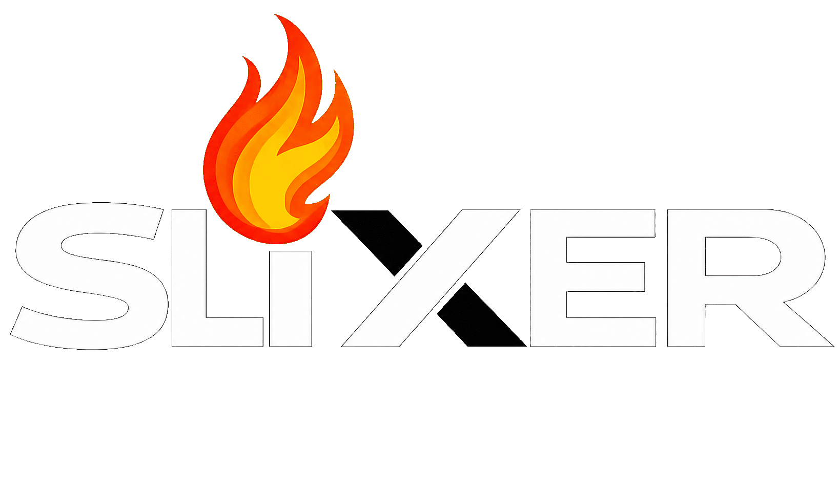Slixer Logo with playful flame over the i